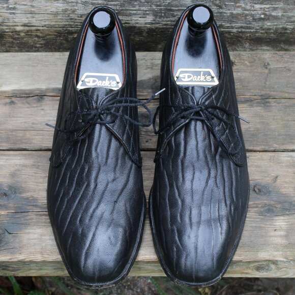 Vtg Dack's Black “Baffin Seal” Leather Derby, Men's 9 F, Made in Canada, GUC - Picture 3 of 13